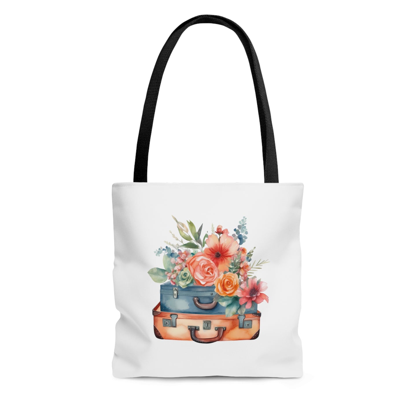 Flowers and Suitcase Tote Bag