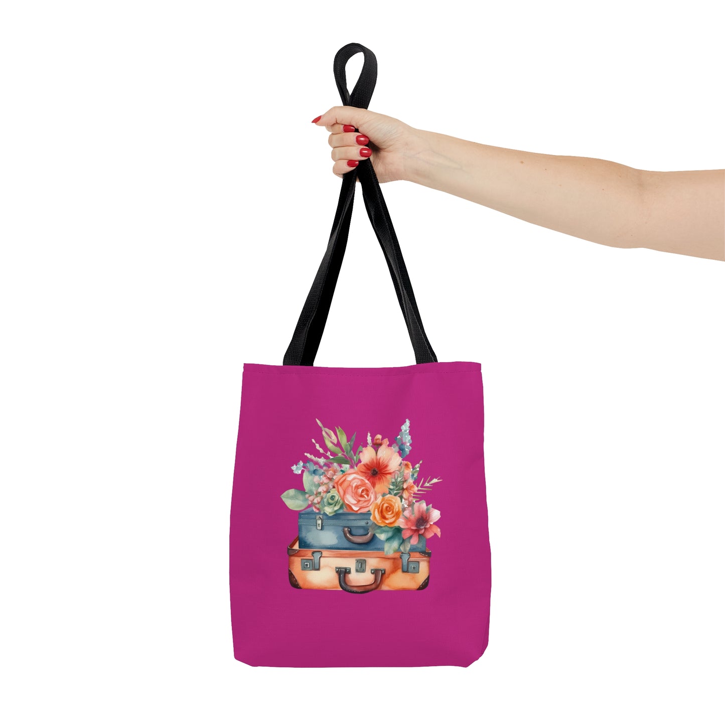 Flowers and Suitcase Tote Bag