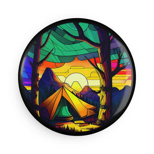 Sunrise while Camping in the Mountains Round Button Magnet