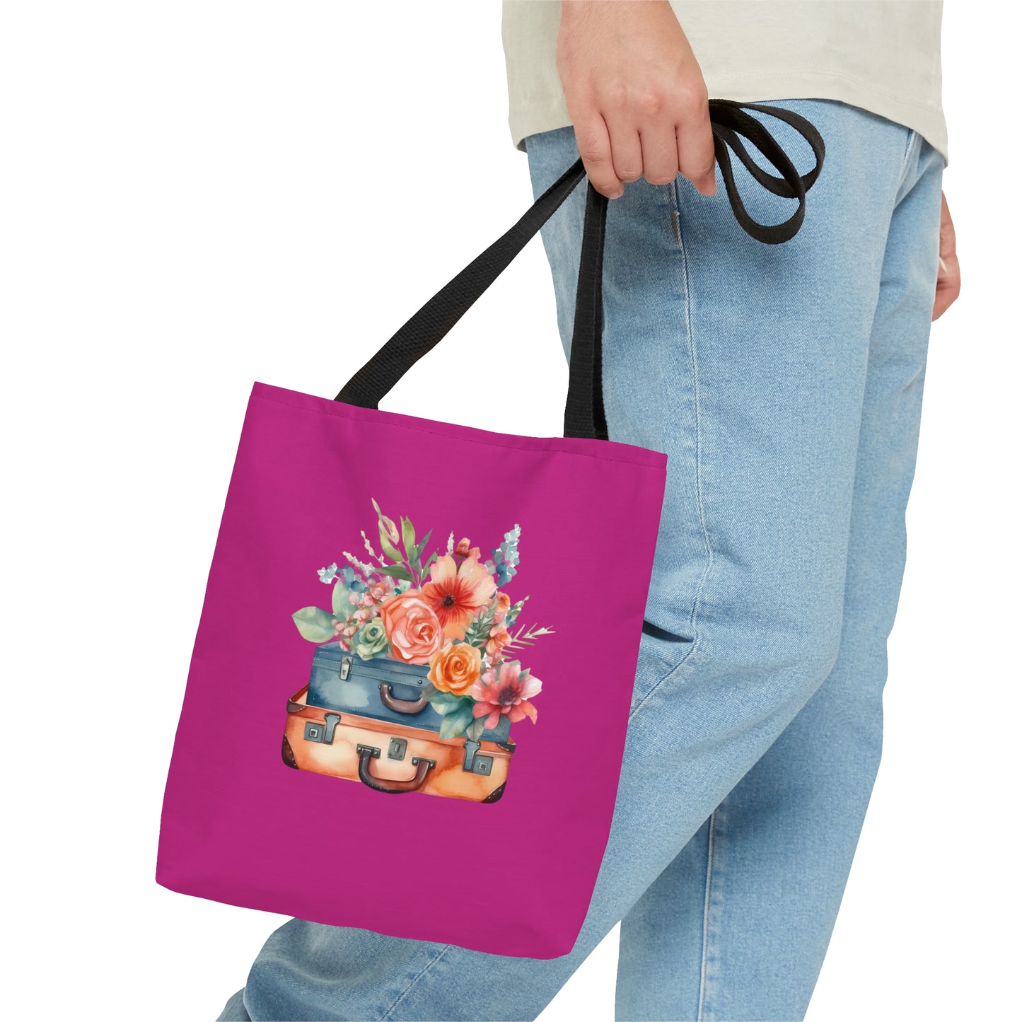 Flowers and Suitcase Tote Bag