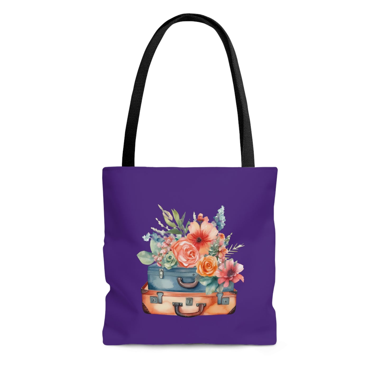 Flowers and Suitcase Tote Bag