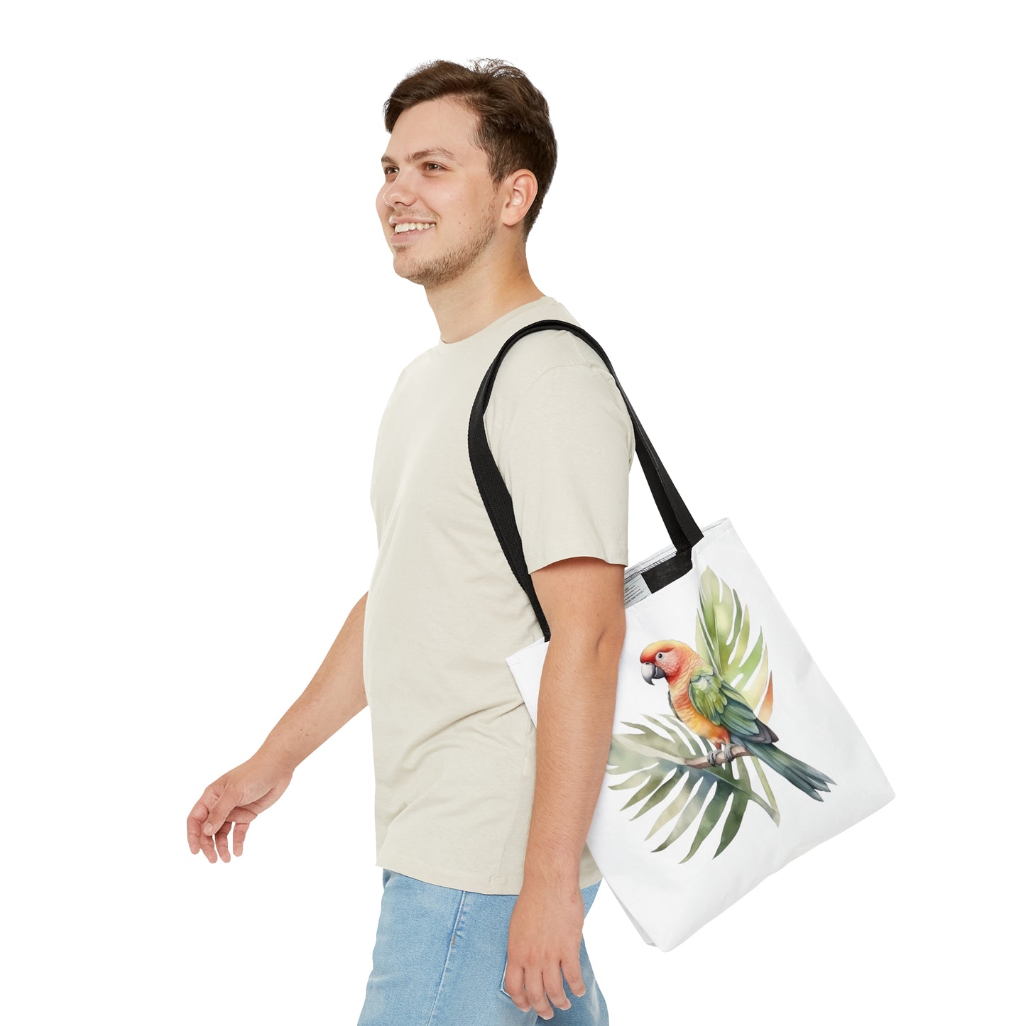 Parrot and Leaves Tote Bag