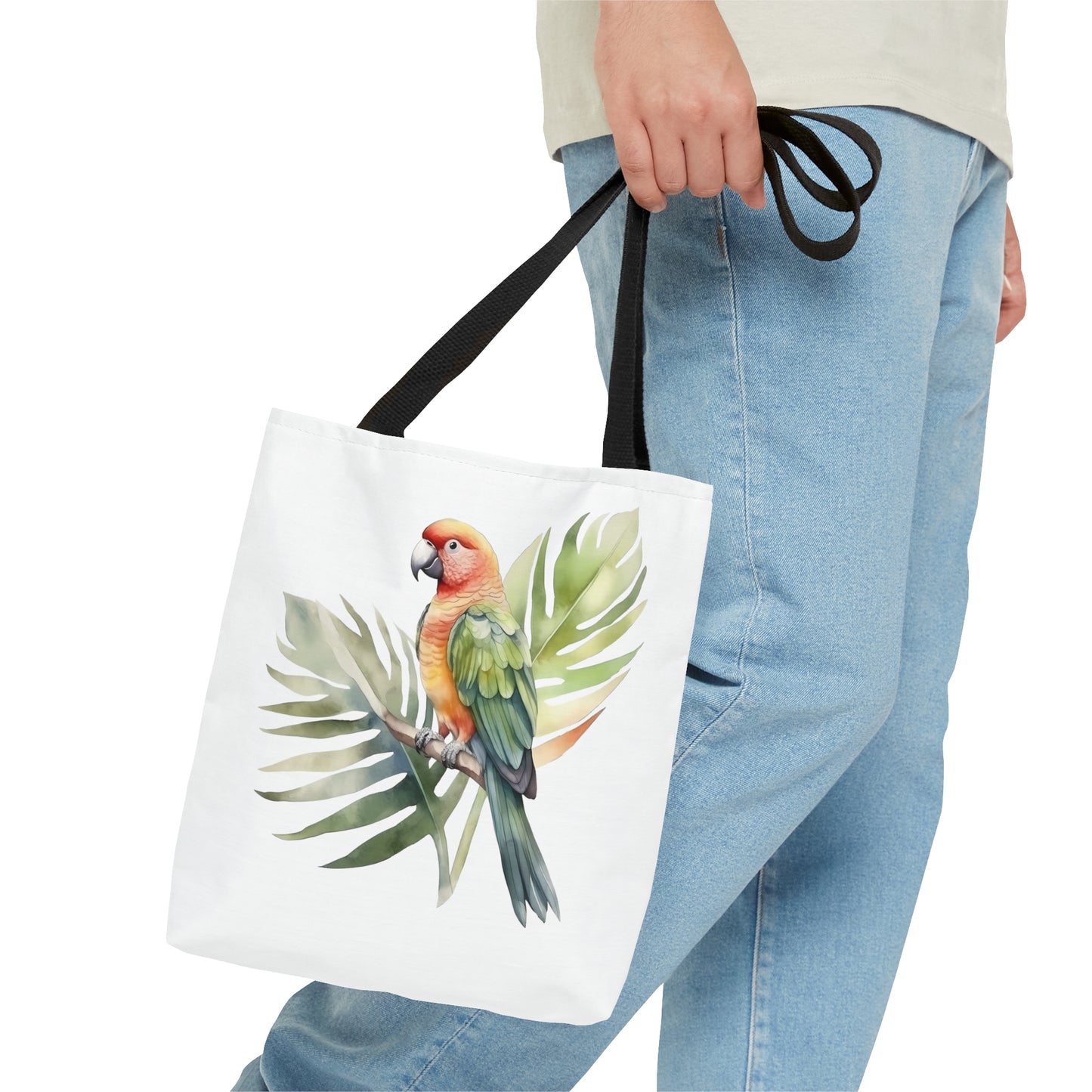 Parrot and Leaves Tote Bag