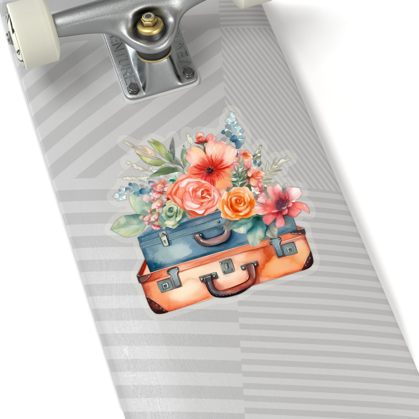 Flowers and Suitcase Vinyl Indoor Sticker