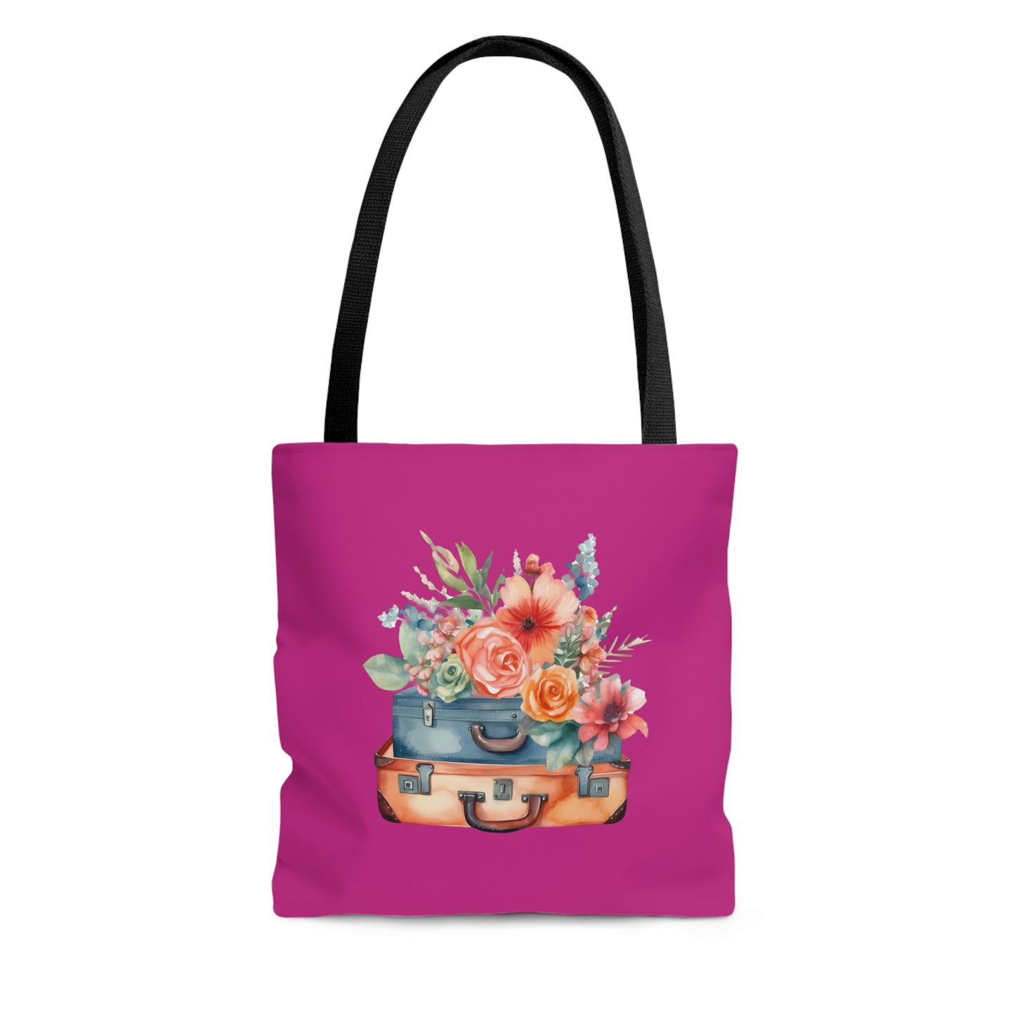 Flowers and Suitcase Tote Bag