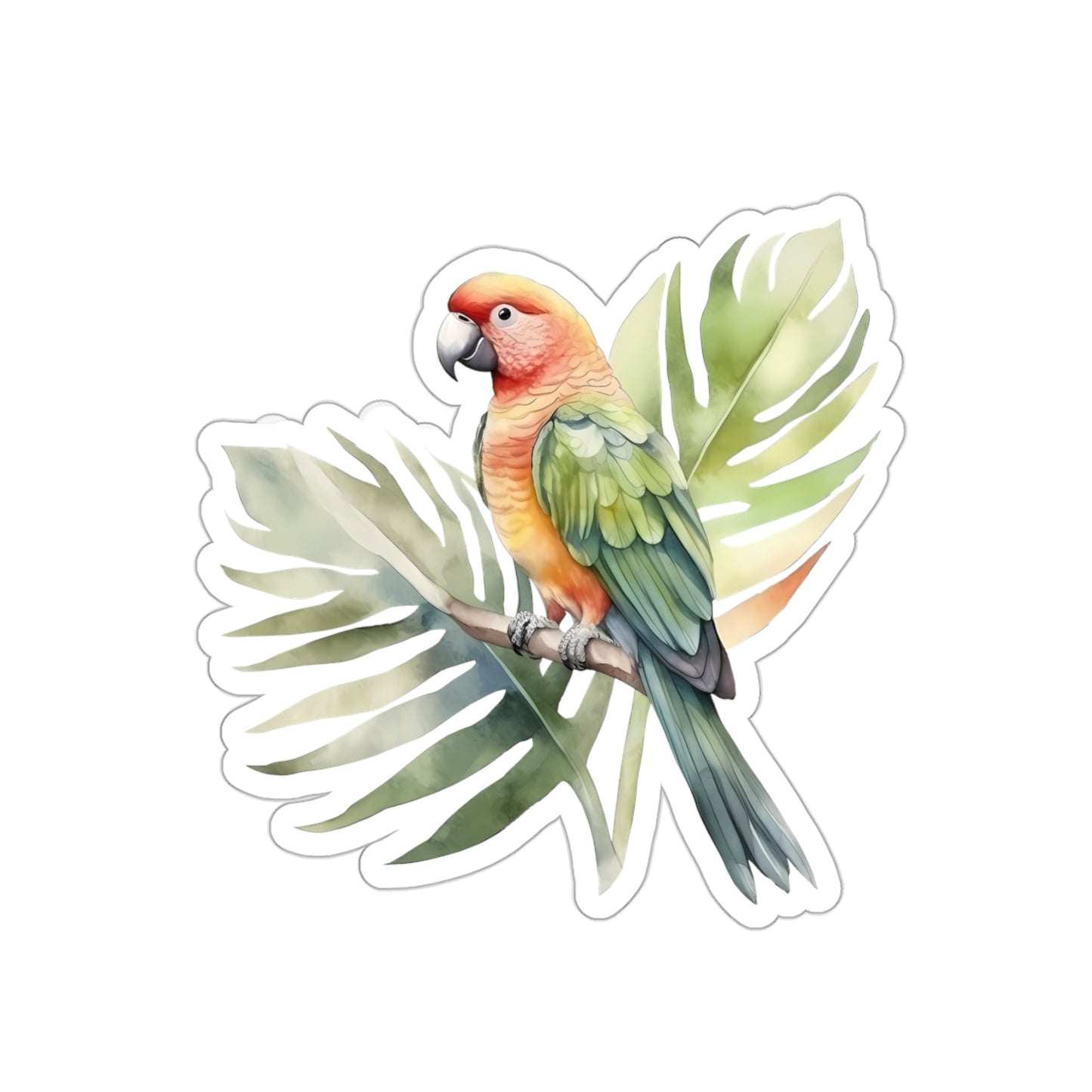 Parrot and Leaves Indoor Vinyl Sticker