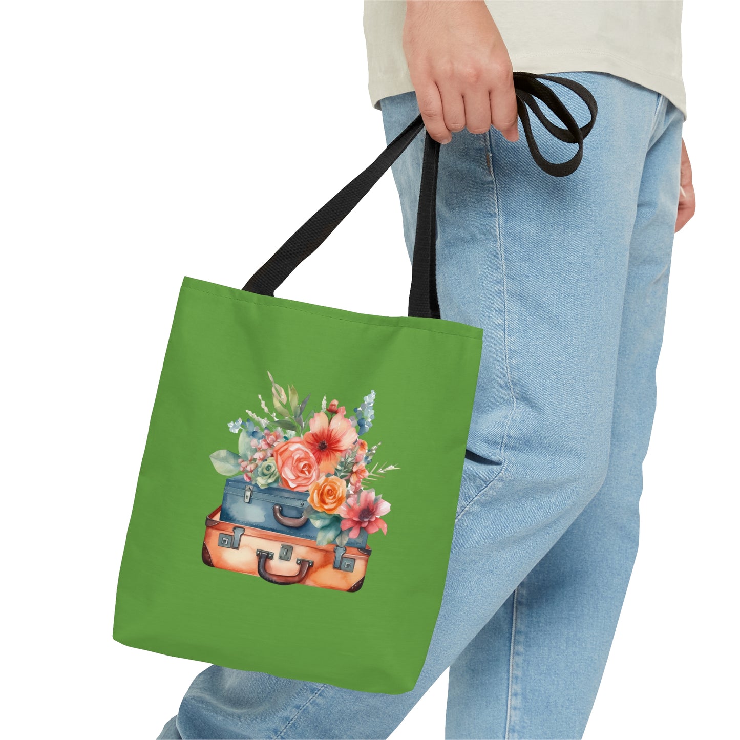 Flowers and Suitcase Tote Bag