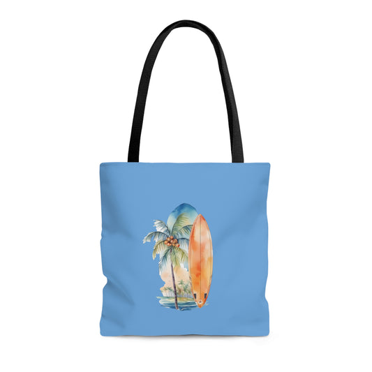 Palm Tree and Surfboard Tote Bag