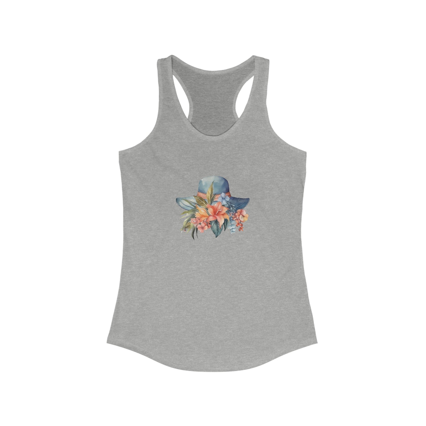 Hat and Flowers Racerback Tank