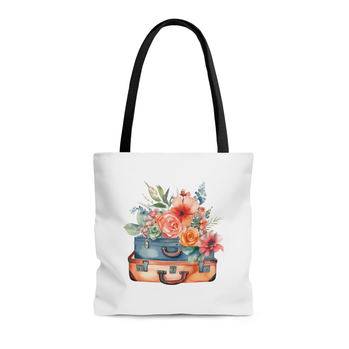 Flowers and Suitcase Tote Bag