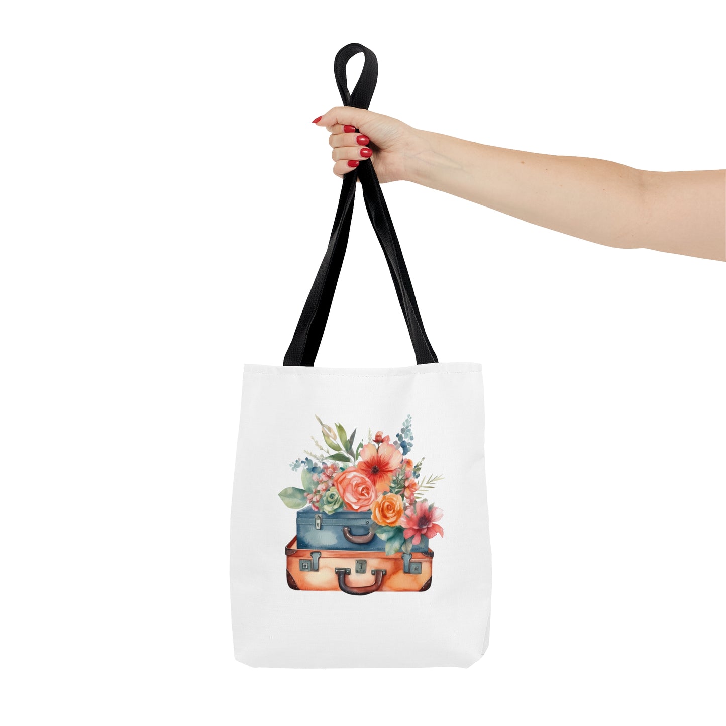 Flowers and Suitcase Tote Bag