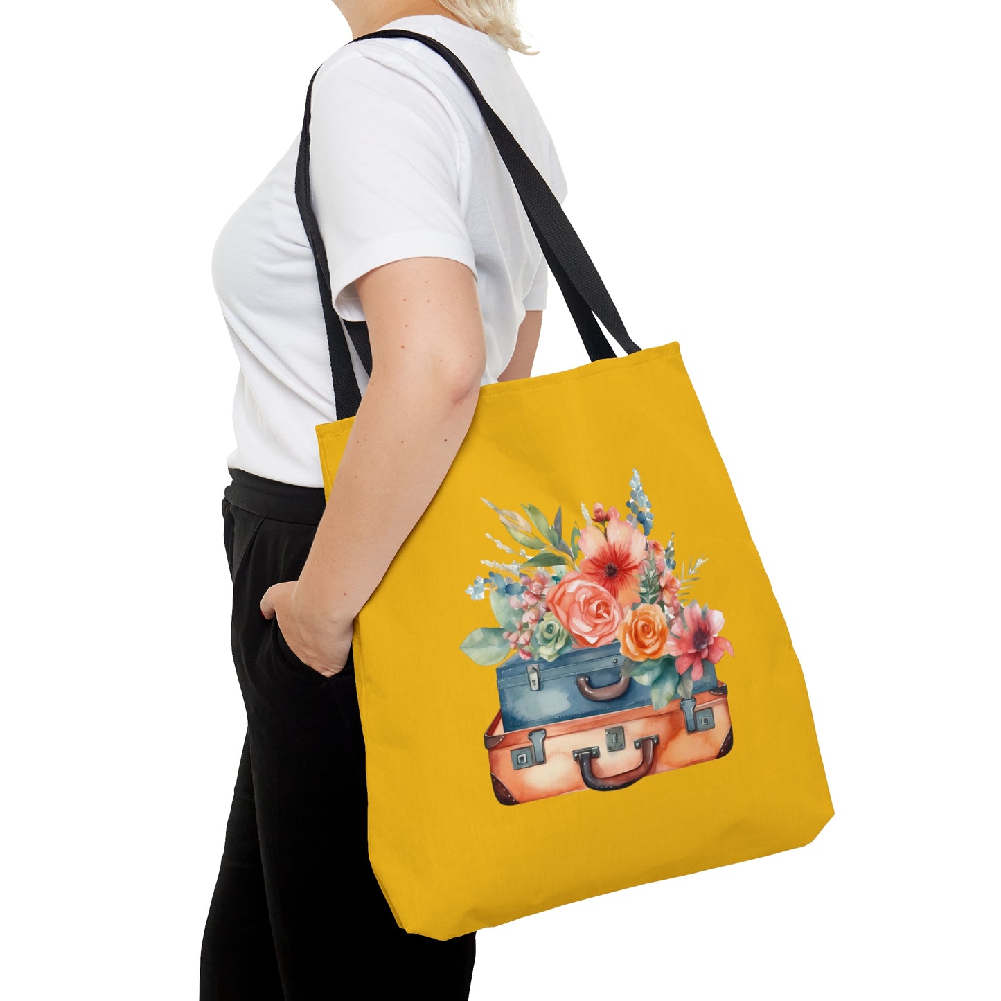 Flowers and Suitcase Tote Bag