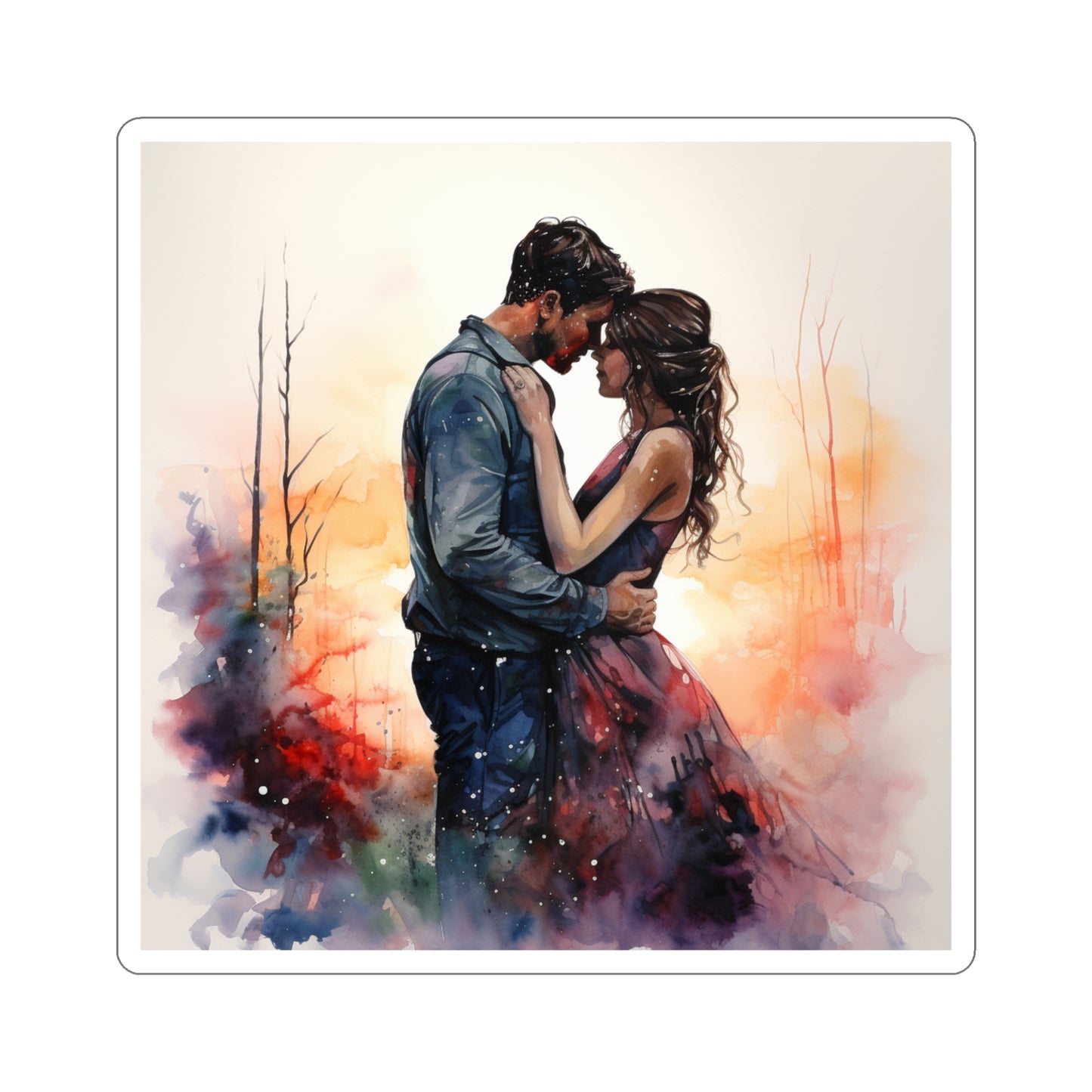 Couple Embracing Indoor Vinyl Sticker