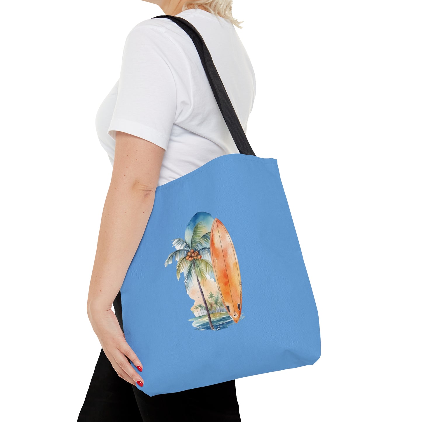 Palm Tree and Surfboard Tote Bag