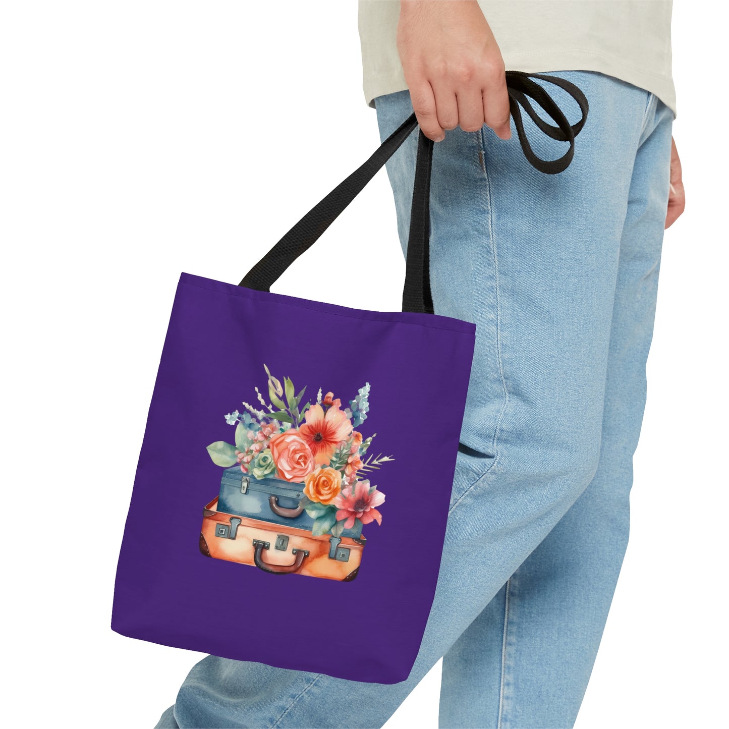 Flowers and Suitcase Tote Bag