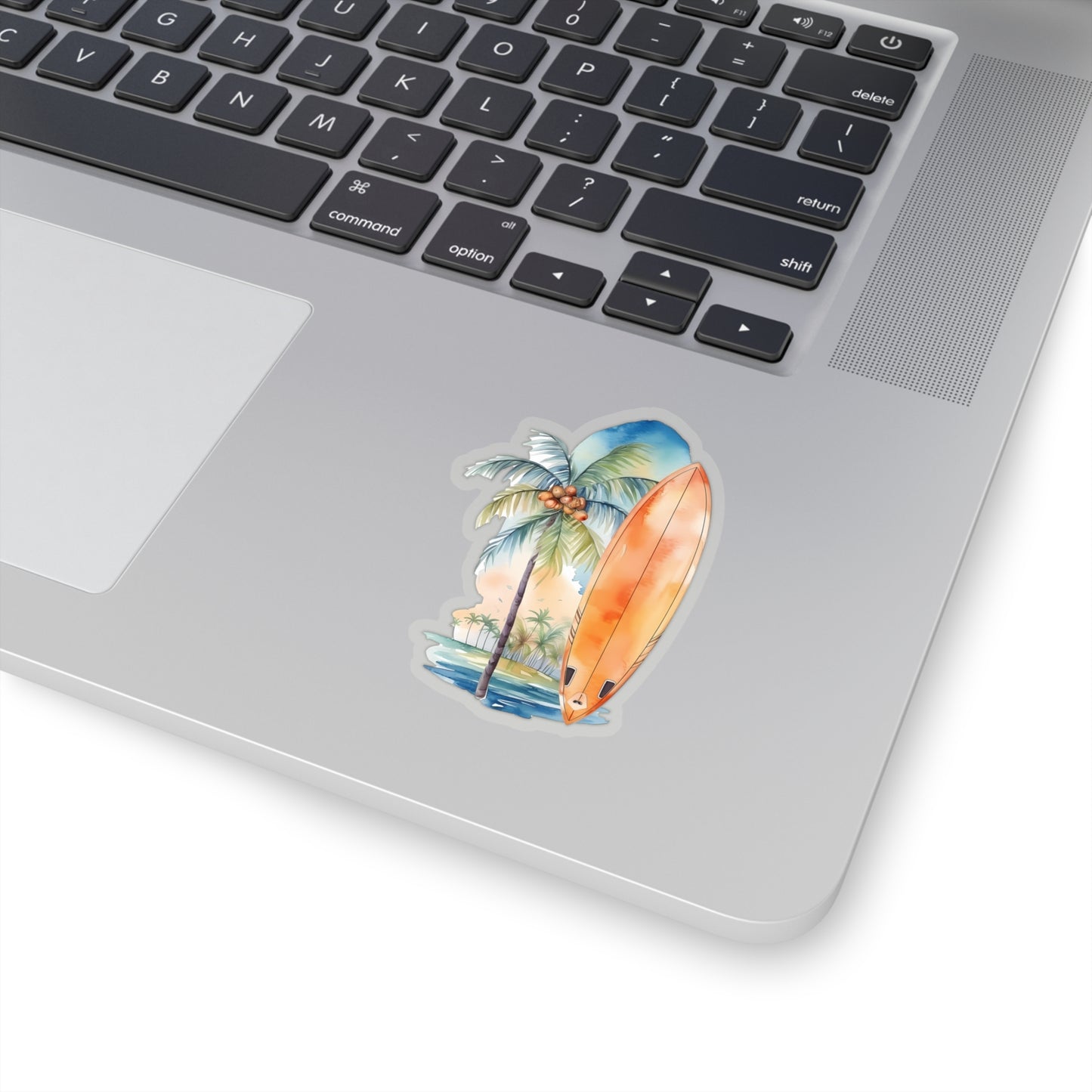 Palm Tree and Surfboard Vinyl Indoor Sticker