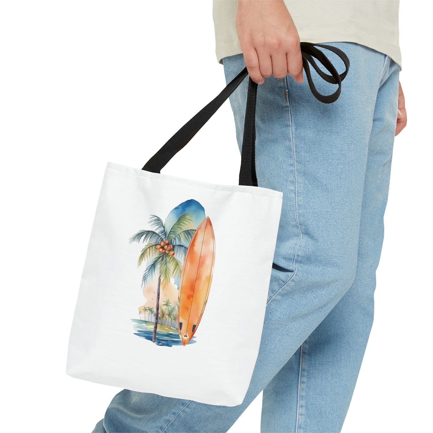 Palm Tree and Surfboard Tote Bag