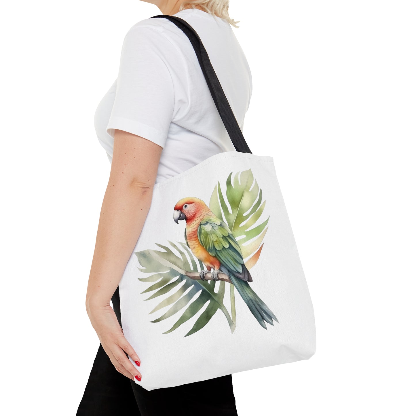 Parrot and Leaves Tote Bag