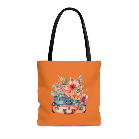 Flowers and Suitcase Tote Bag