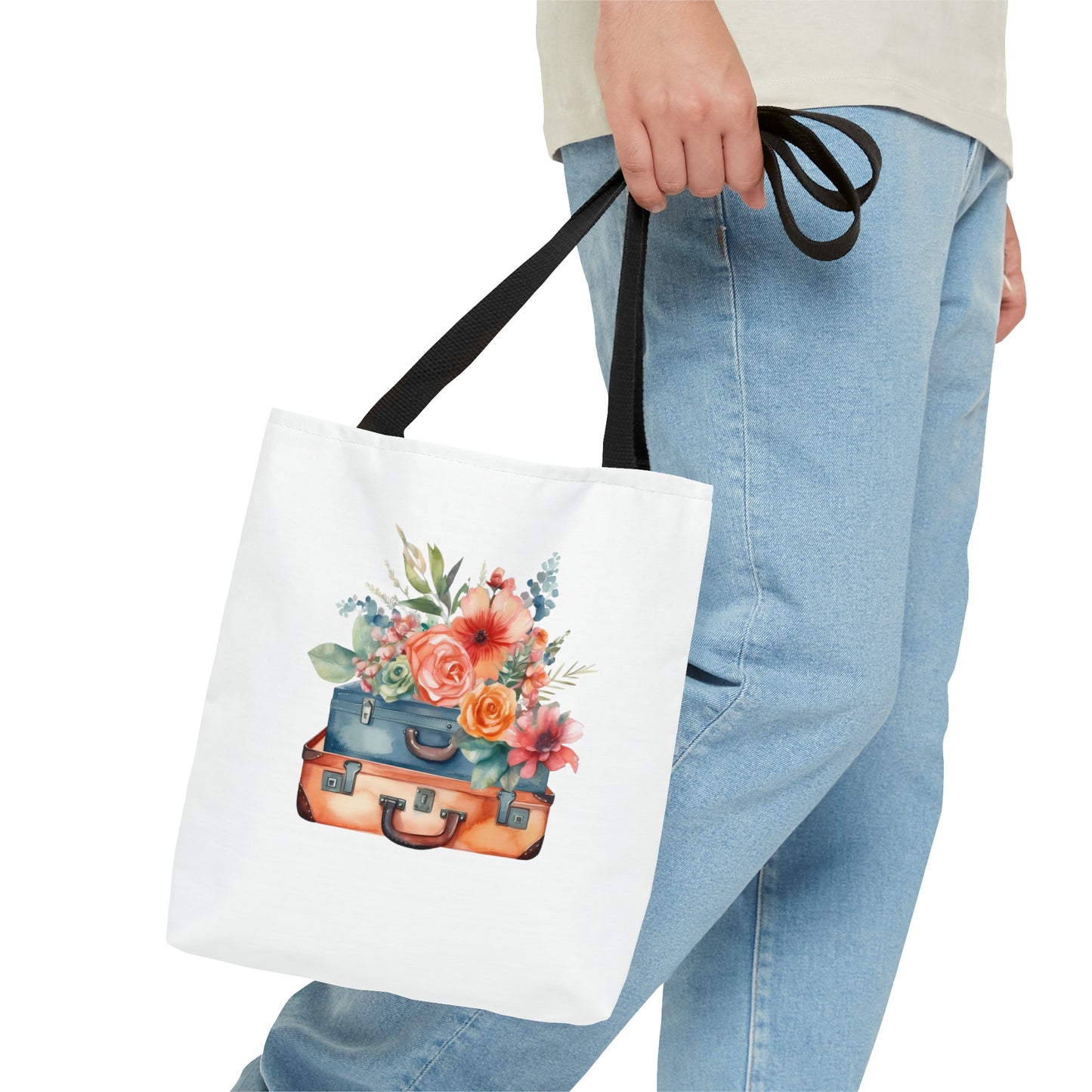 Flowers and Suitcase Tote Bag