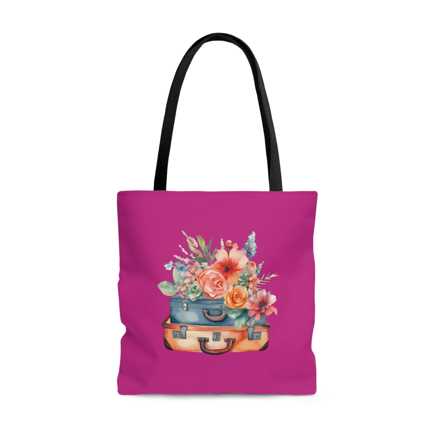 Flowers and Suitcase Tote Bag