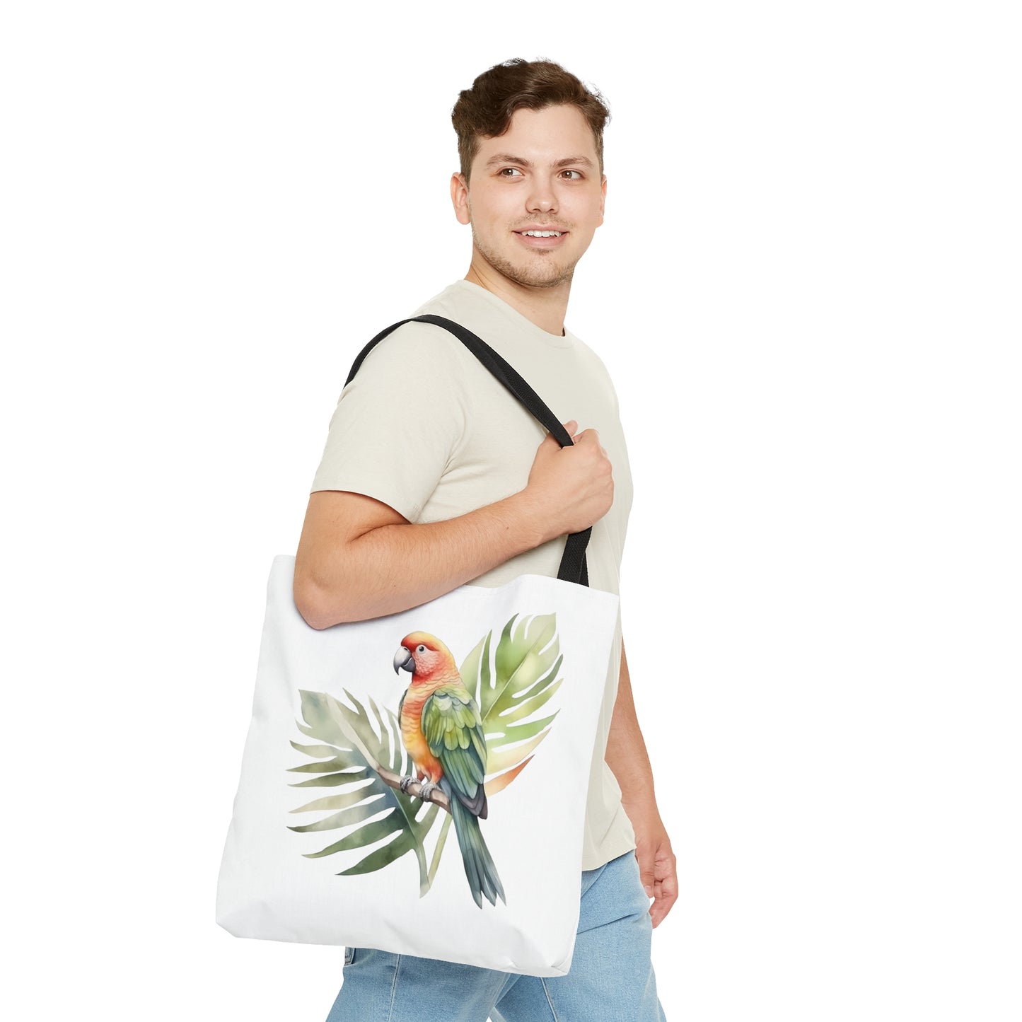 Parrot and Leaves Tote Bag