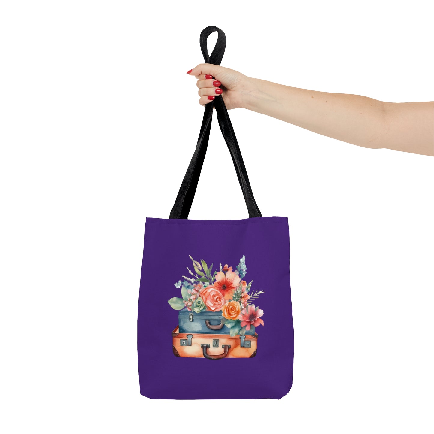 Flowers and Suitcase Tote Bag