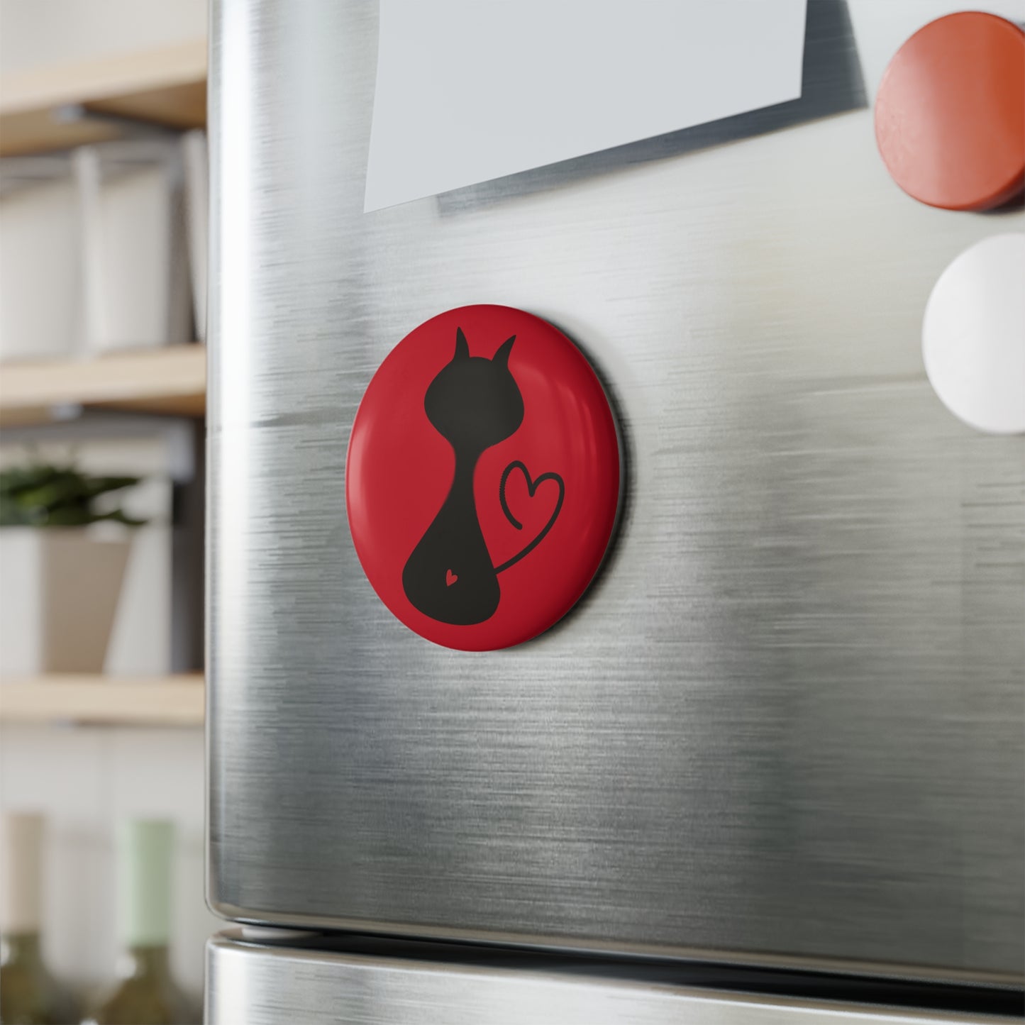 Cat Heart Button Magnet