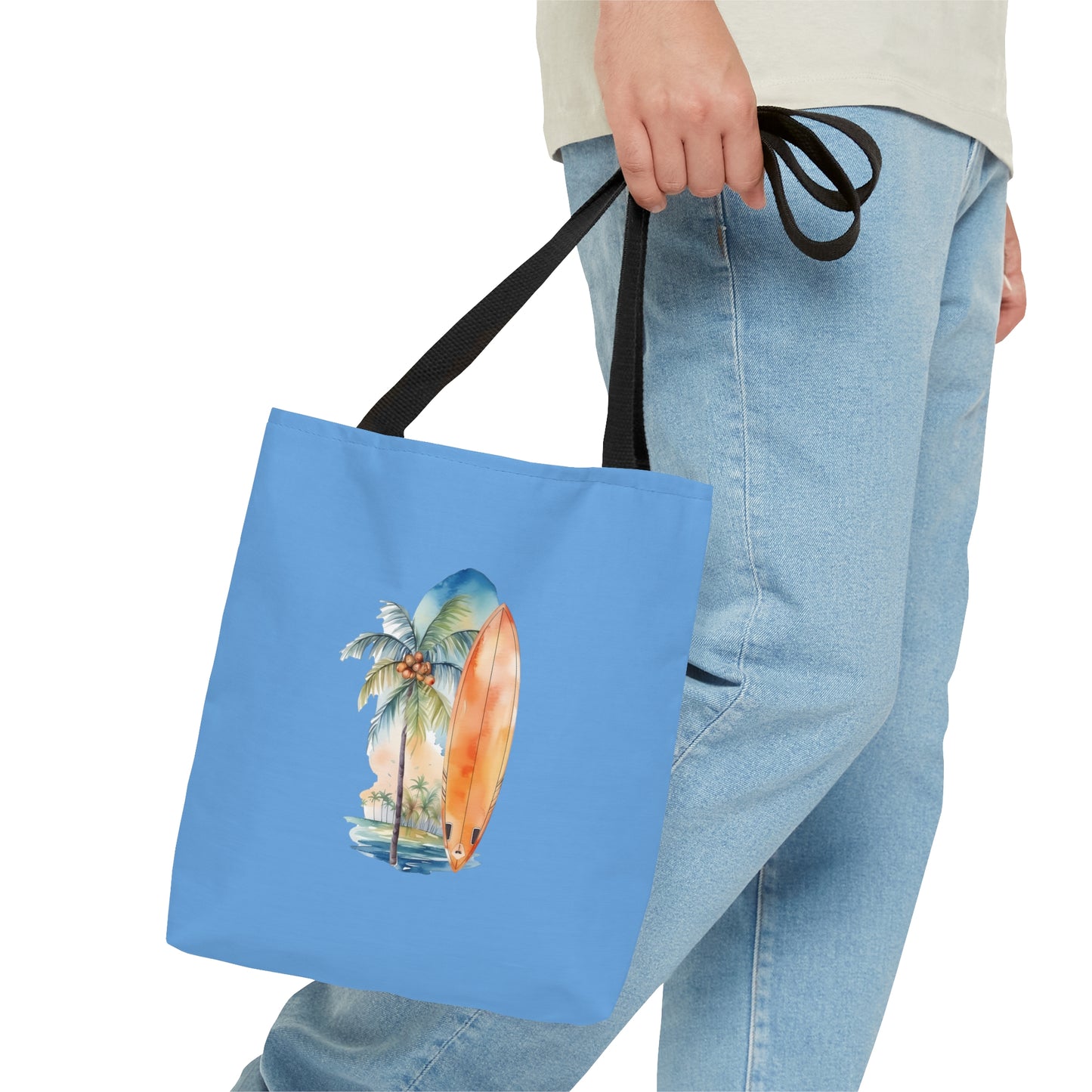 Palm Tree and Surfboard Tote Bag