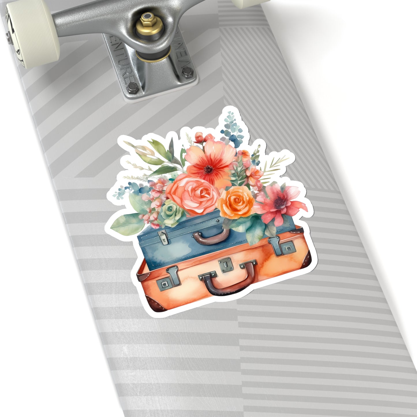 Flowers and Suitcase Vinyl Indoor Sticker