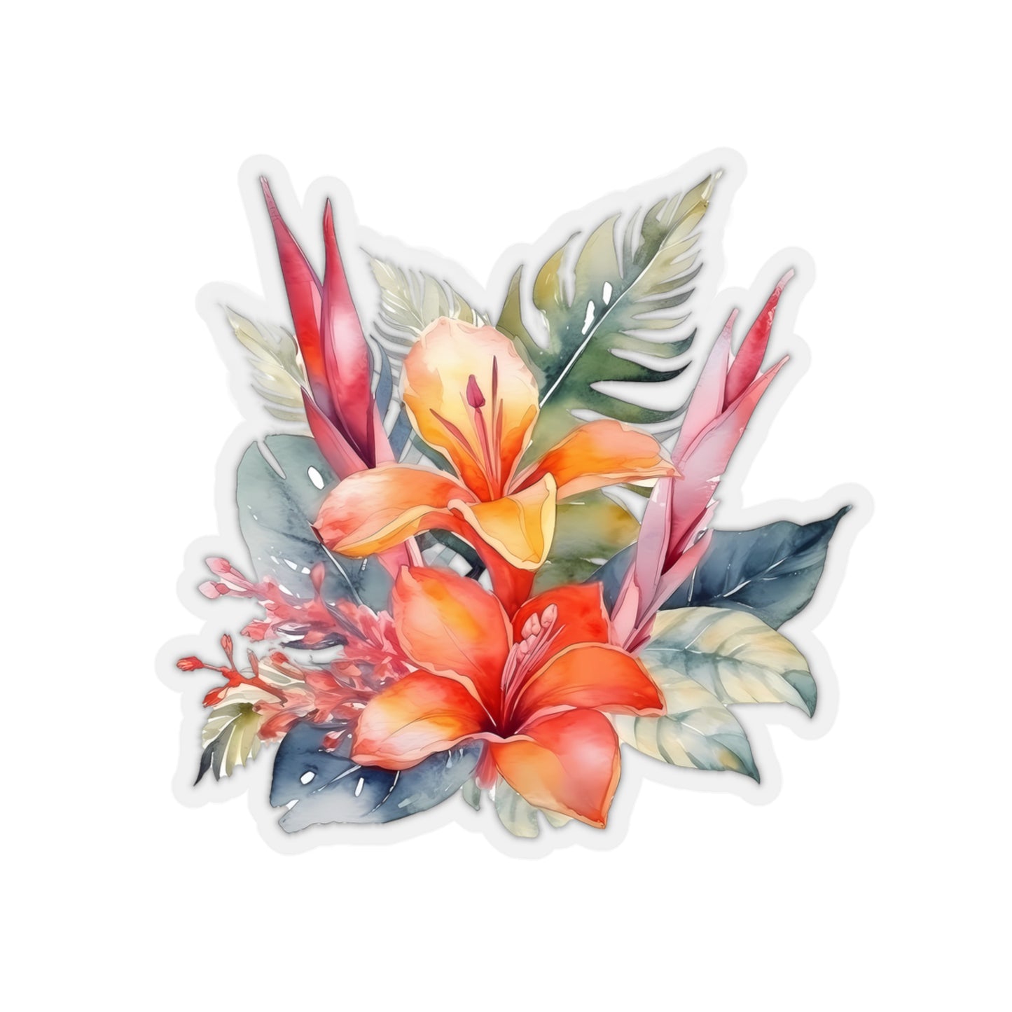 Beautiful Island Flowers Vinyl Indoor Sticker