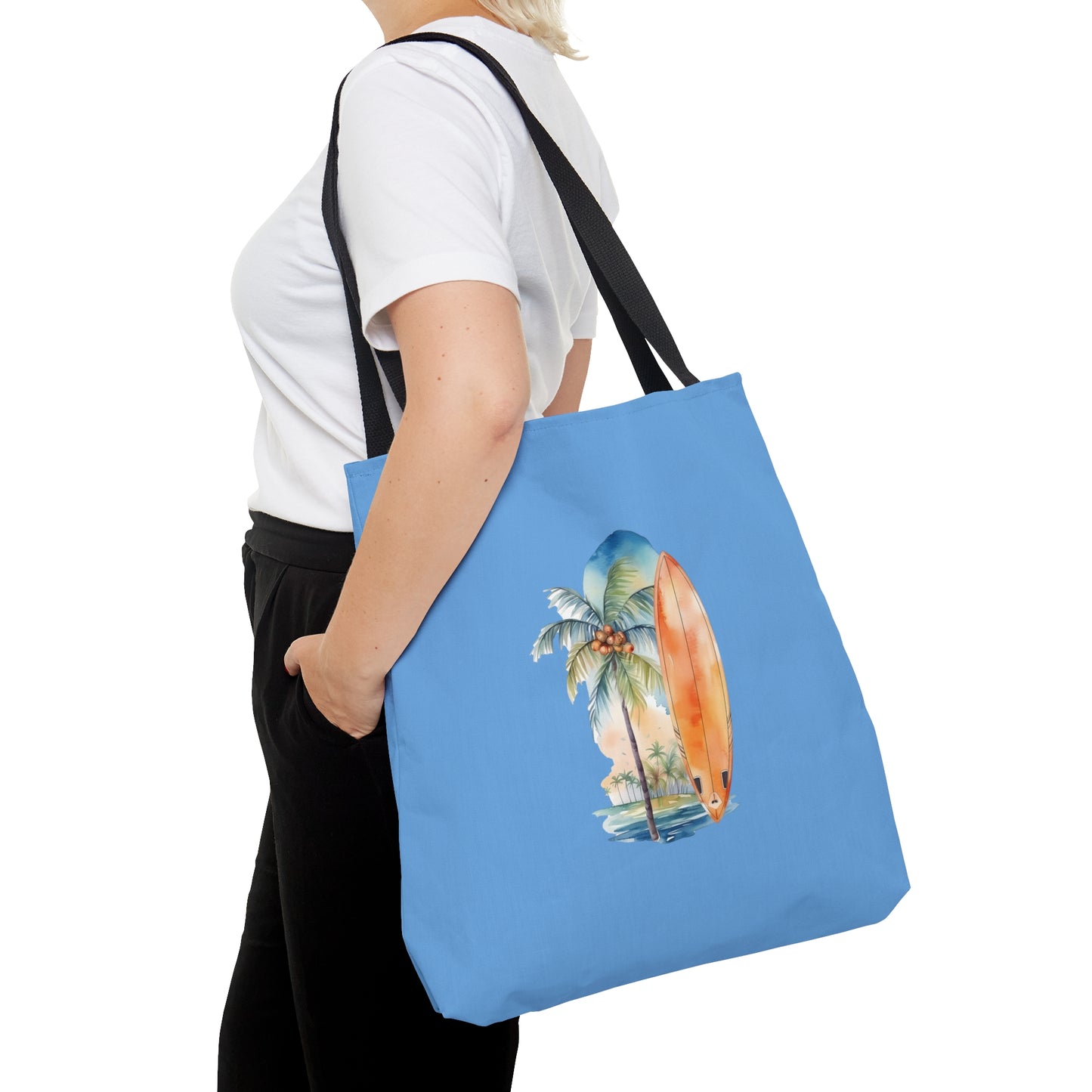 Palm Tree and Surfboard Tote Bag