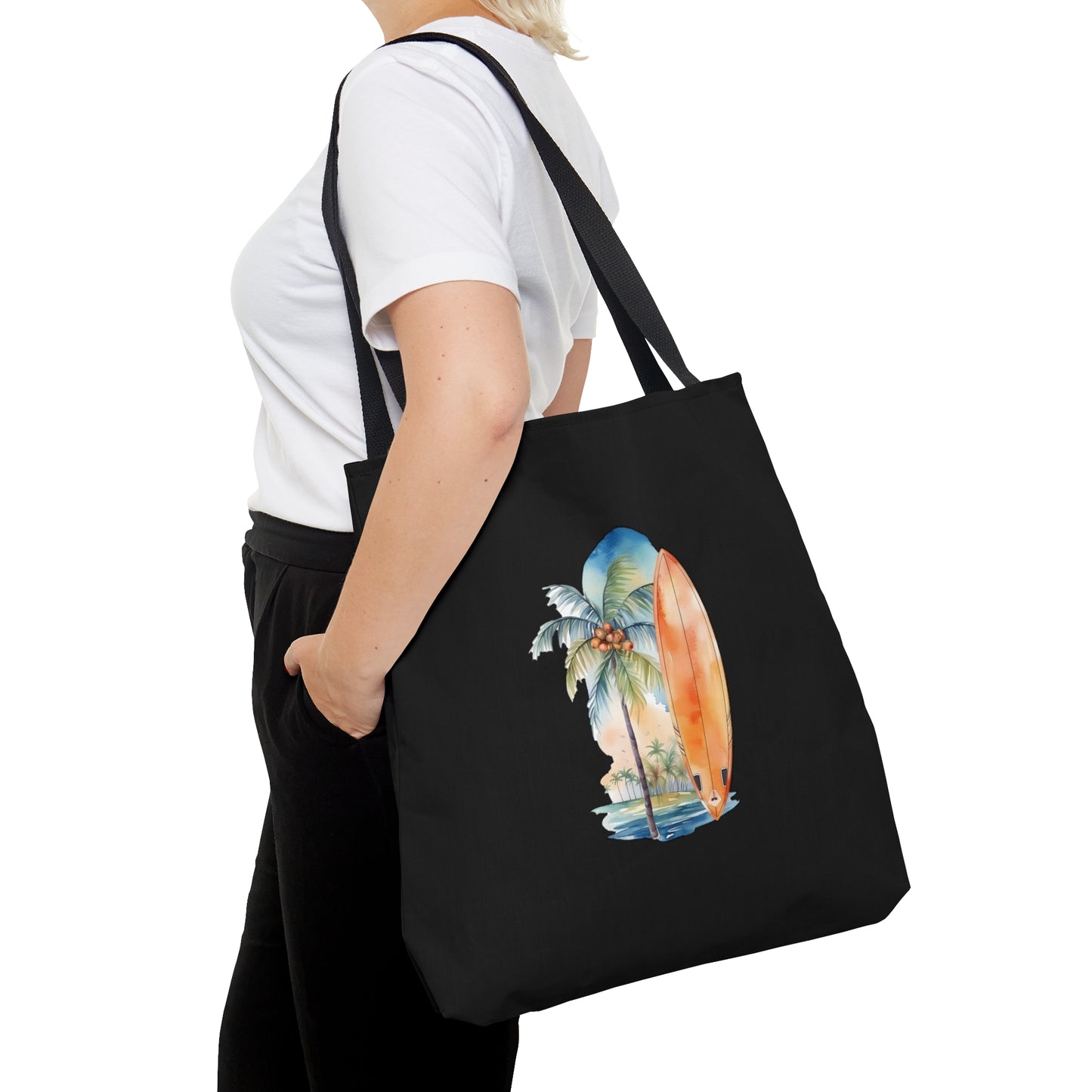 Palm Tree and Surfboard Tote Bag