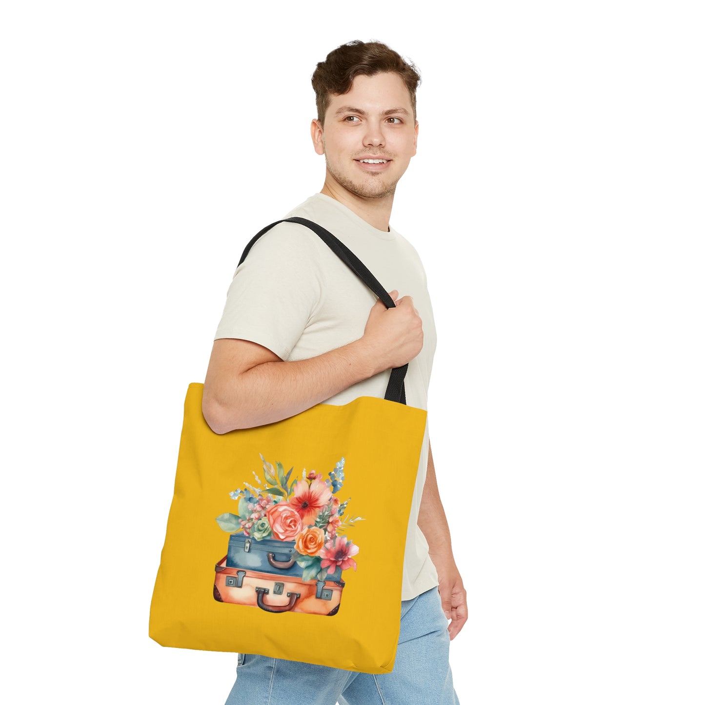 Flowers and Suitcase Tote Bag