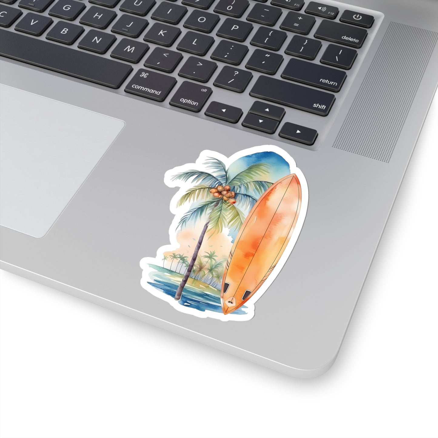 Palm Tree and Surfboard Vinyl Indoor Sticker