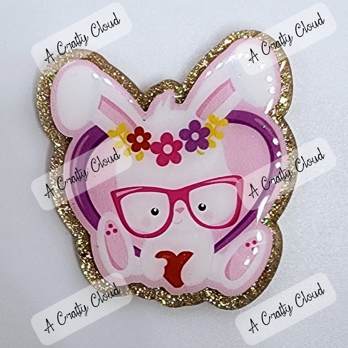 Valentine Bunny with Glasses Badge Reel