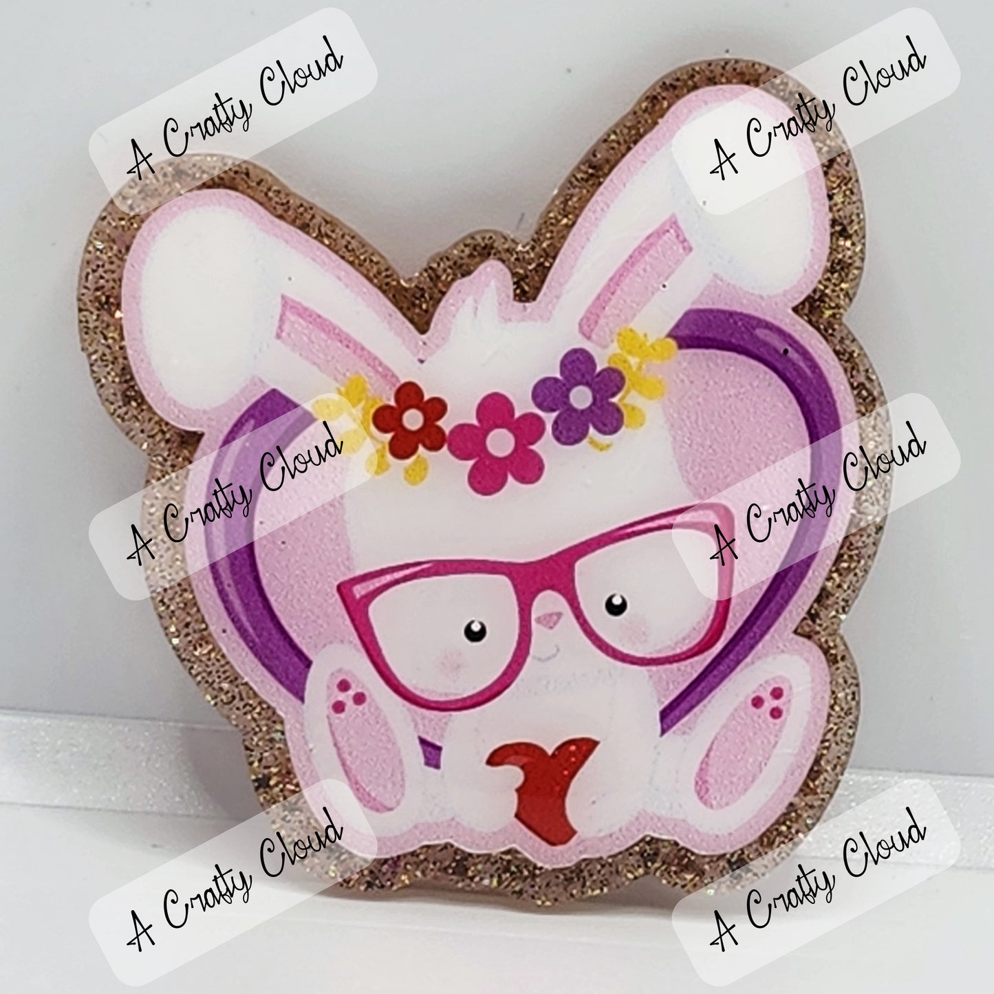 Valentine Bunny with Glasses Badge Reel