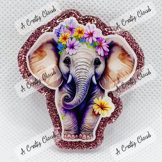 Floral Elephant Badge Reel