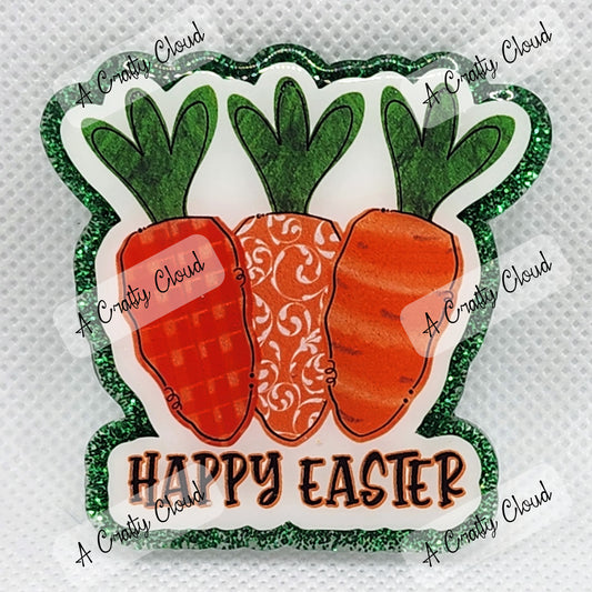 Happy Easter Carrots Badge Reel