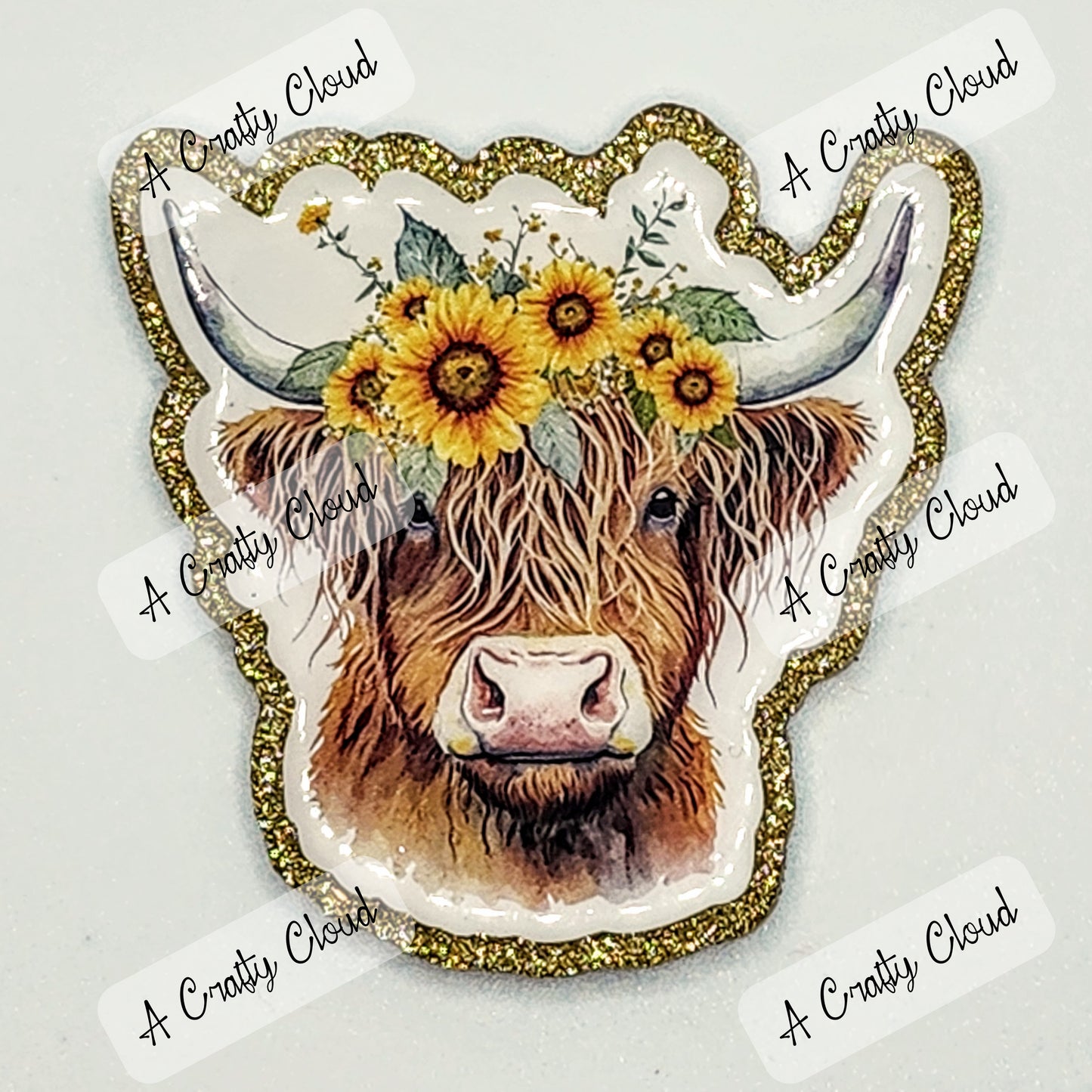 Highland Cow with Sunflowers Badge Reel