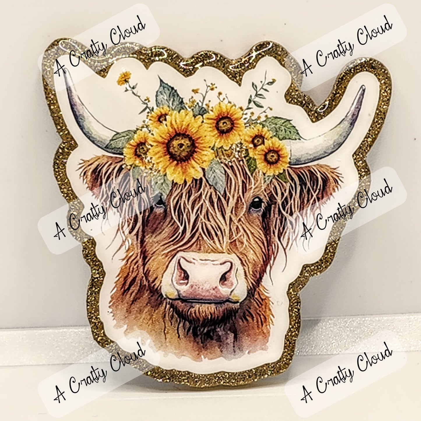 Highland Cow with Sunflowers Badge Reel