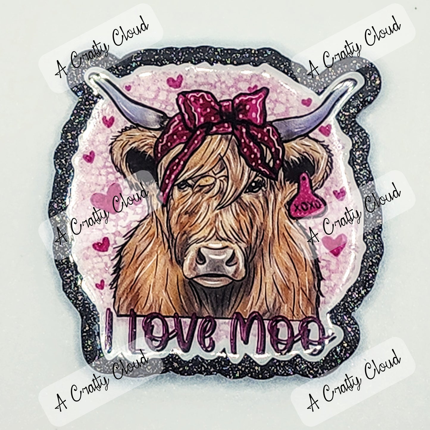 Highland Cow I Love Moo Badge Reel