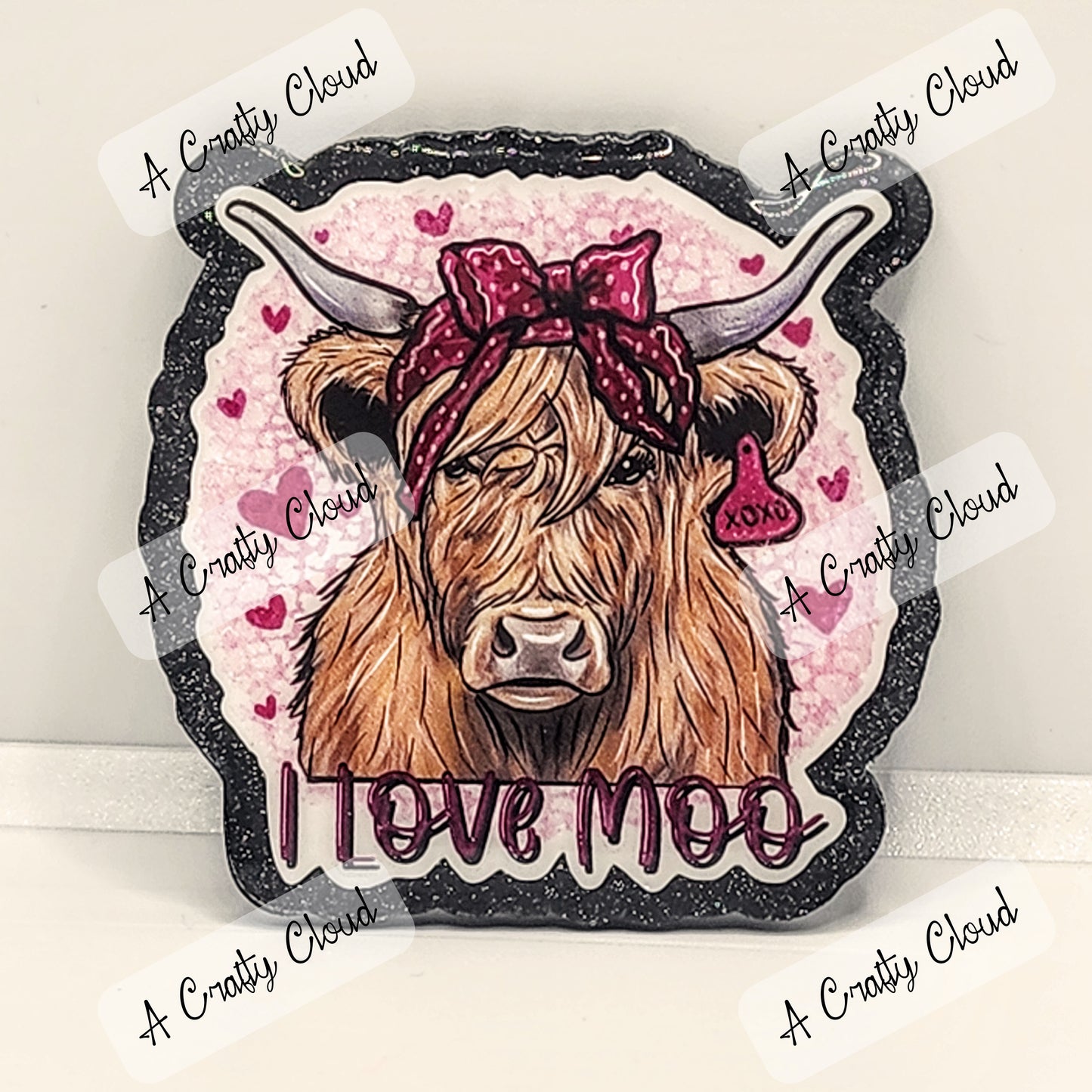 Highland Cow I Love Moo Badge Reel