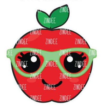 Apple with Glasses Badge Reel and Keychain